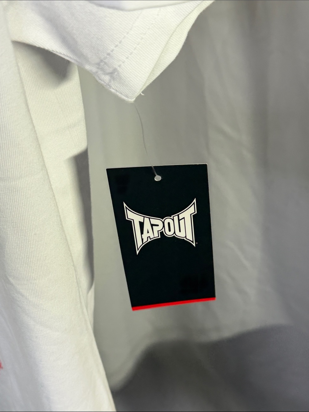 Tapout White Short Sleeve Tee with Red & Black Flag Graphic - Picture 5 of 11